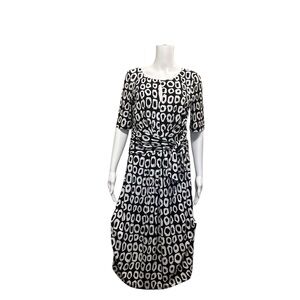 Long Tall Sally Black White Geometric Pattern Dress Size 8